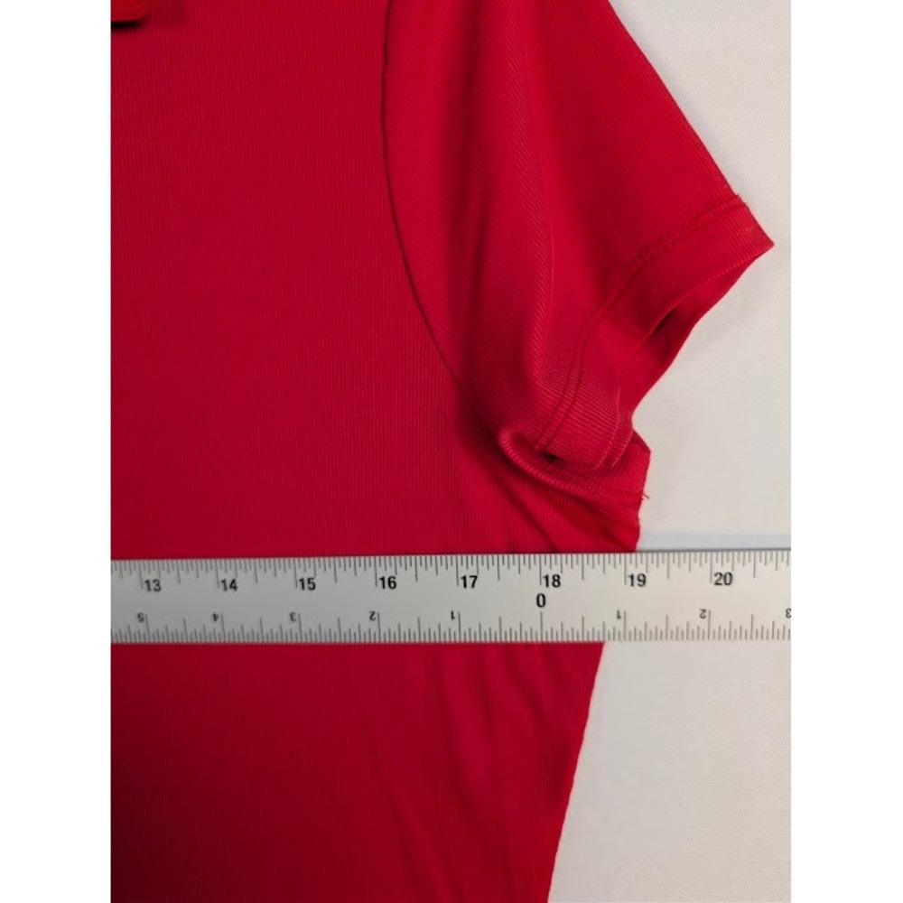 EP New York Golf Polo Womens M Red Ribbed Button Loop Short Henley NEW - Picture 4 of 6